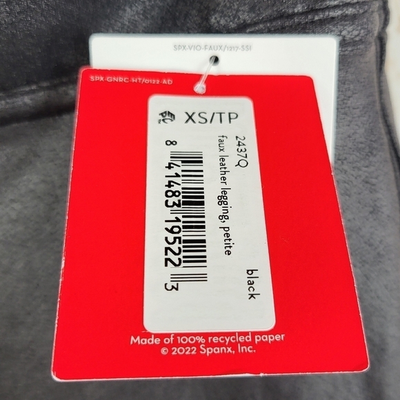Spanx Faux Leather High Waisted Tummy Control Leggings in Black XS Petite - Picture 7 of 10